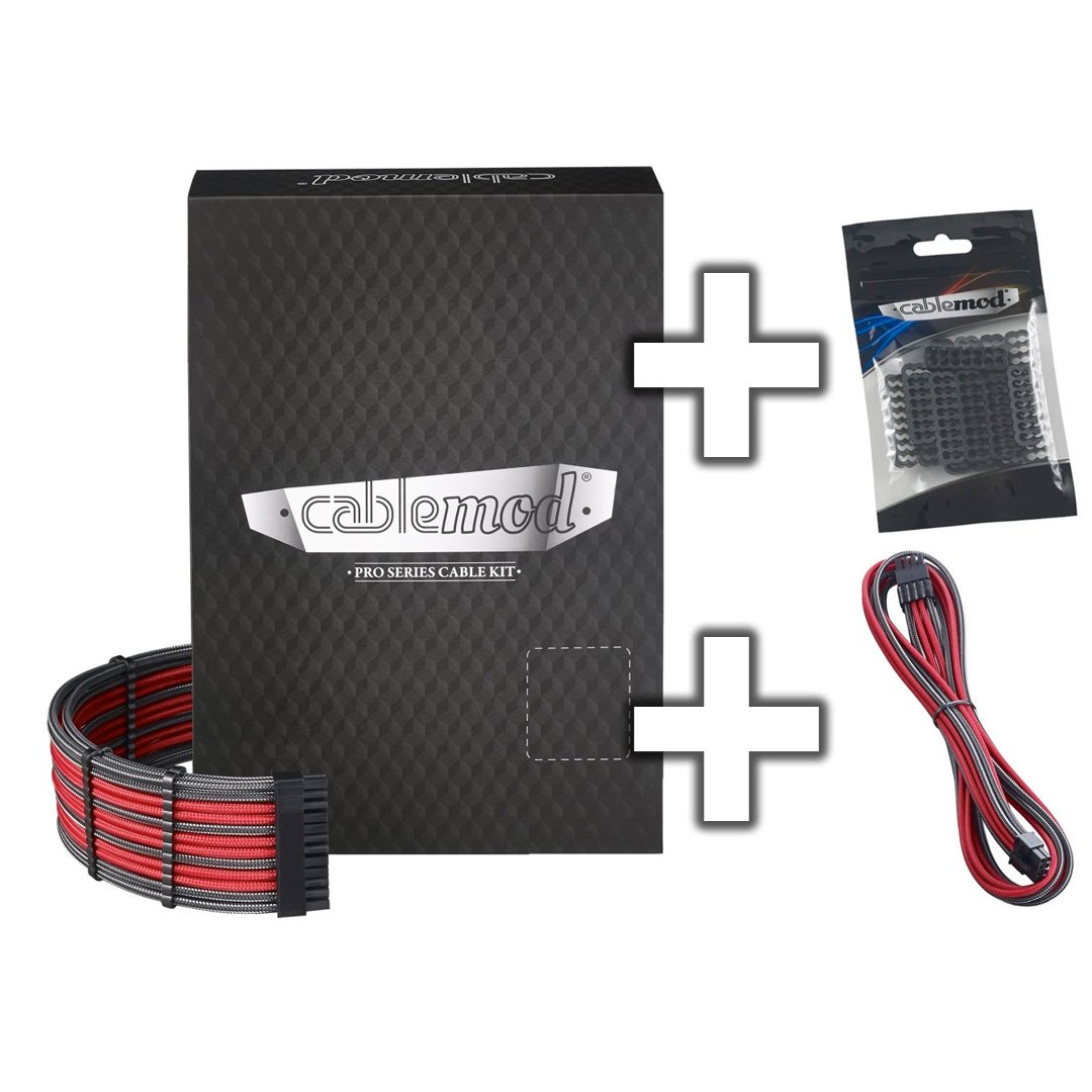 Pro Comb Bundle for Corsair RM Yellow Label / AXi/HXi- Black/Red CableMod C-Series Pro ModMesh Cable Kit 