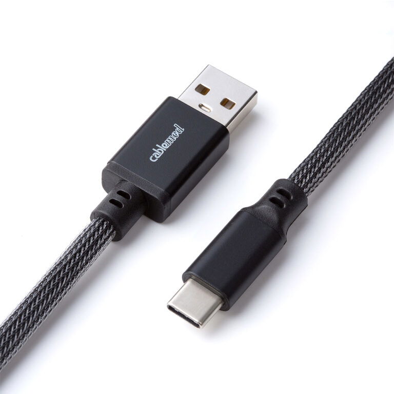 CableMod Classic Coiled Keyboard Cable (Carbon Grey, USB A to USB Type