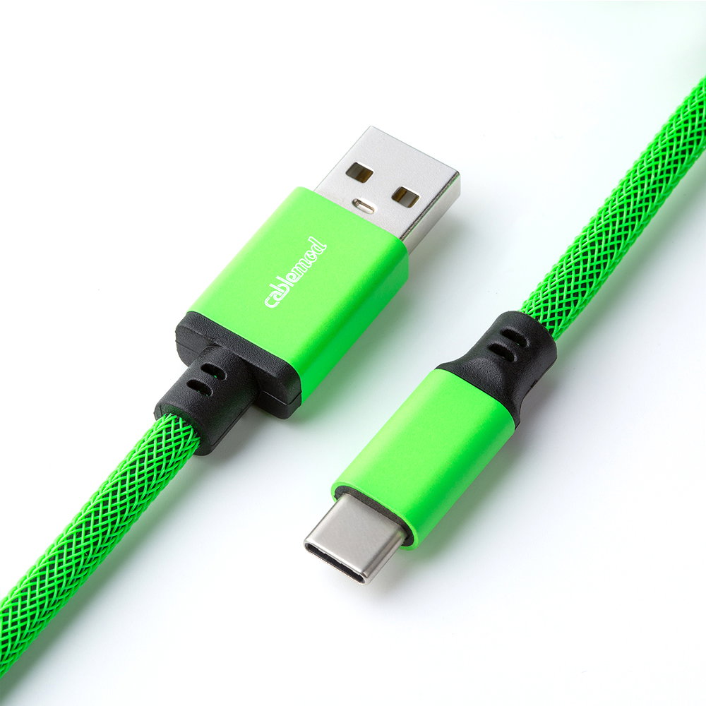 CableMod Pro Coiled Keyboard Cable (Viper Green, USB A to USB Type