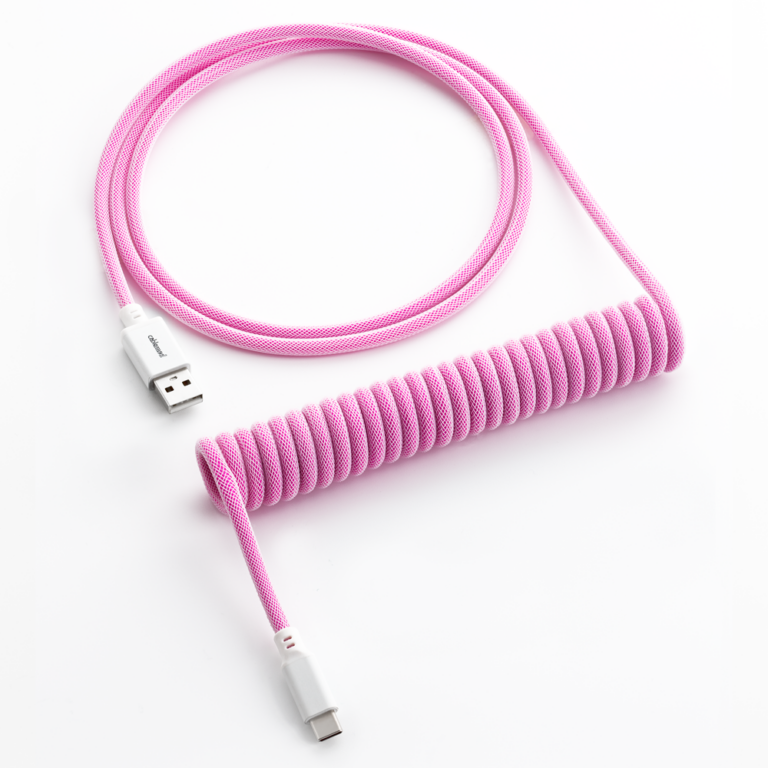 CableMod Classic Coiled Keyboard Cable (Strawberry Cream, USB A to USB ...