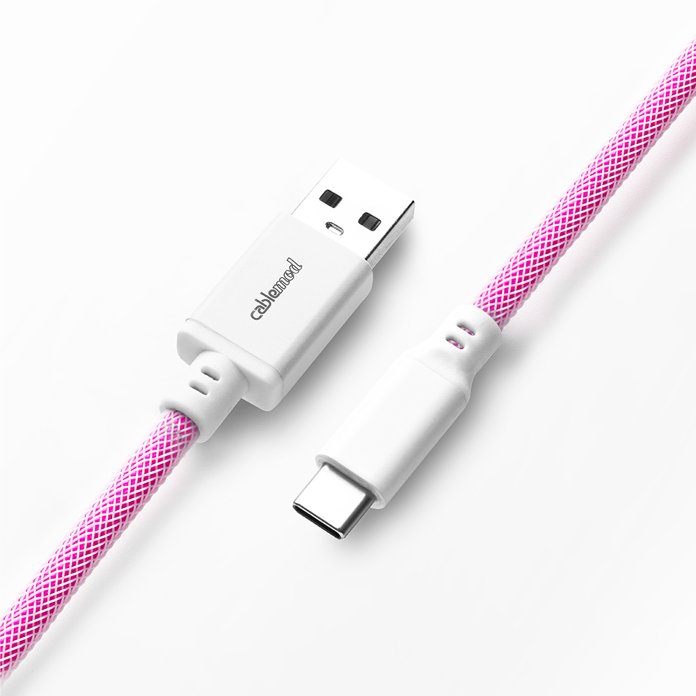 CableMod Classic Coiled Keyboard Cable (Strawberry Cream, USB A to USB ...