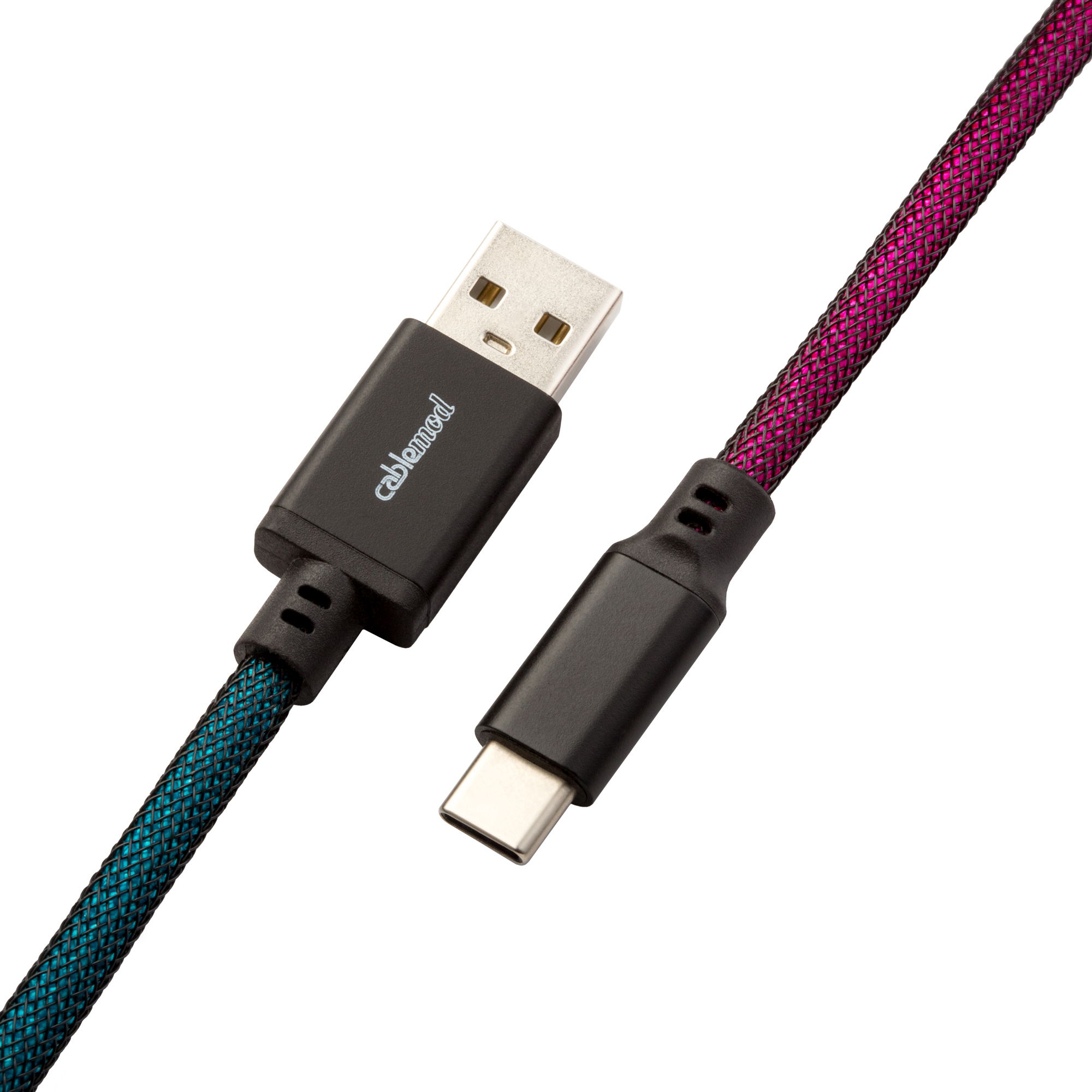 CableMod Pro Coiled Keyboard Cable (Dark Rainbow, USB A to USB Type C