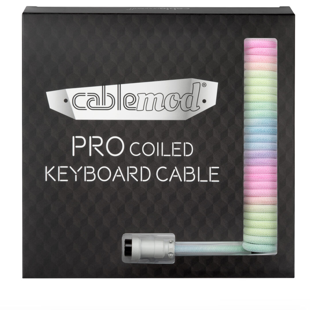 CableMod Pro Coiled Keyboard Cable (Pastel Rainbow, USB A to USB