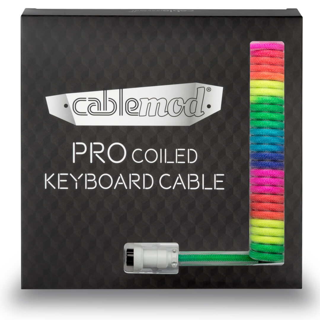 CableMod Pro Coiled Keyboard Cable (Bright Rainbow, USB A to USB
