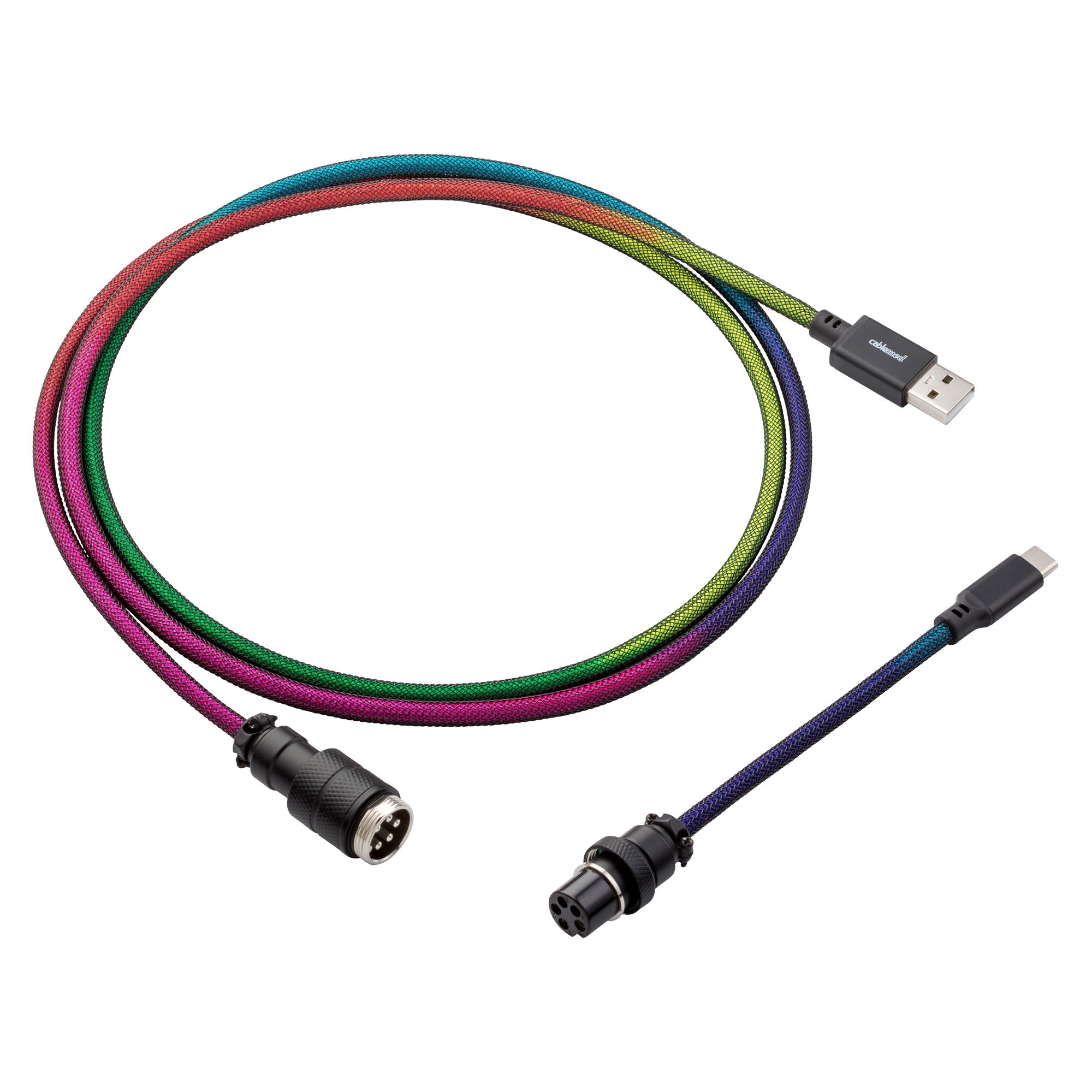 CableMod Pro Straight Keyboard Cable (Dark Rainbow, USB A to USB Type C