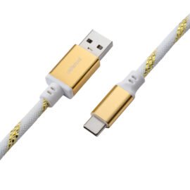 CableMod Pro Coiled Keyboard Cable (Midas White, USB A to USB Type C, 150cm)