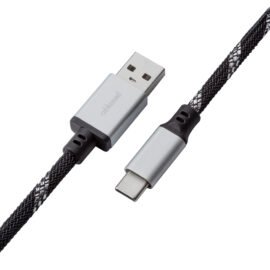 CableMod Pro Coiled Keyboard Cable (Sterling Black, USB A to USB Type C, 150cm)
