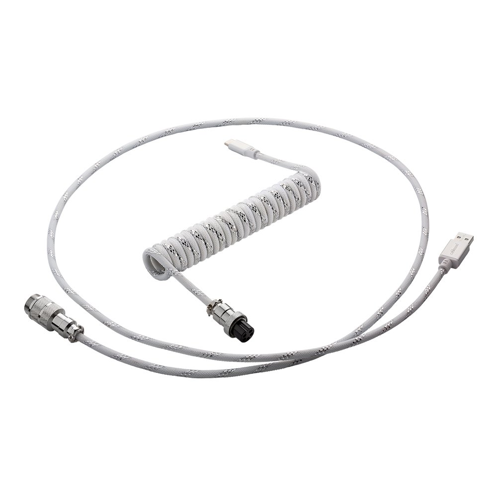 CableMod Pro Coiled Keyboard Cable (Sterling White, USB A to USB Type C, 150cm)